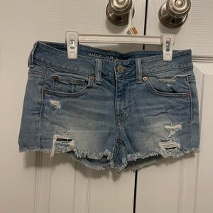 American Eagle Light Blue Distressed Jean Shorts